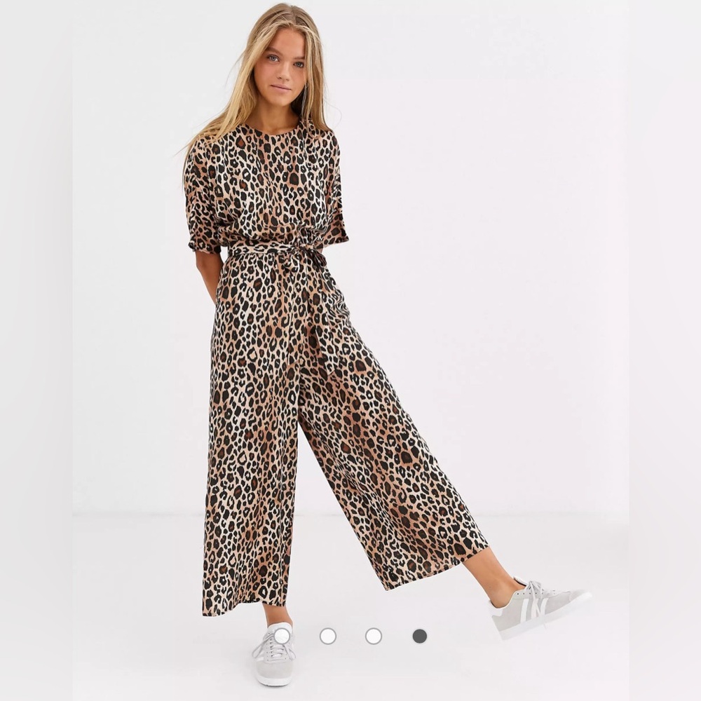 ASOS leopard print bodysuit customized with gold fringe